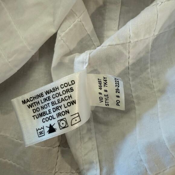 Orvis Cotton Shirt Size XXL White Button Down Sewn Squares Long Sleeve Pockets - Picture 10 of 10